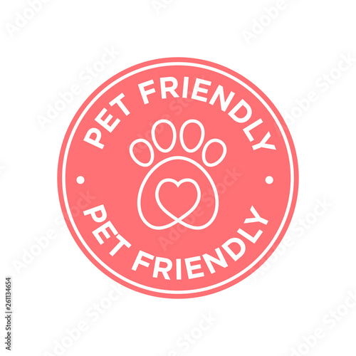 Pet friendly icon. Red round icon.