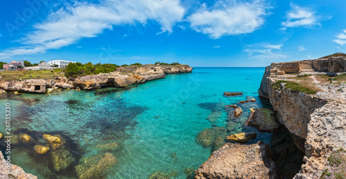 Sea coast Archaeological Area of ​​Roca Vecchia, Italy