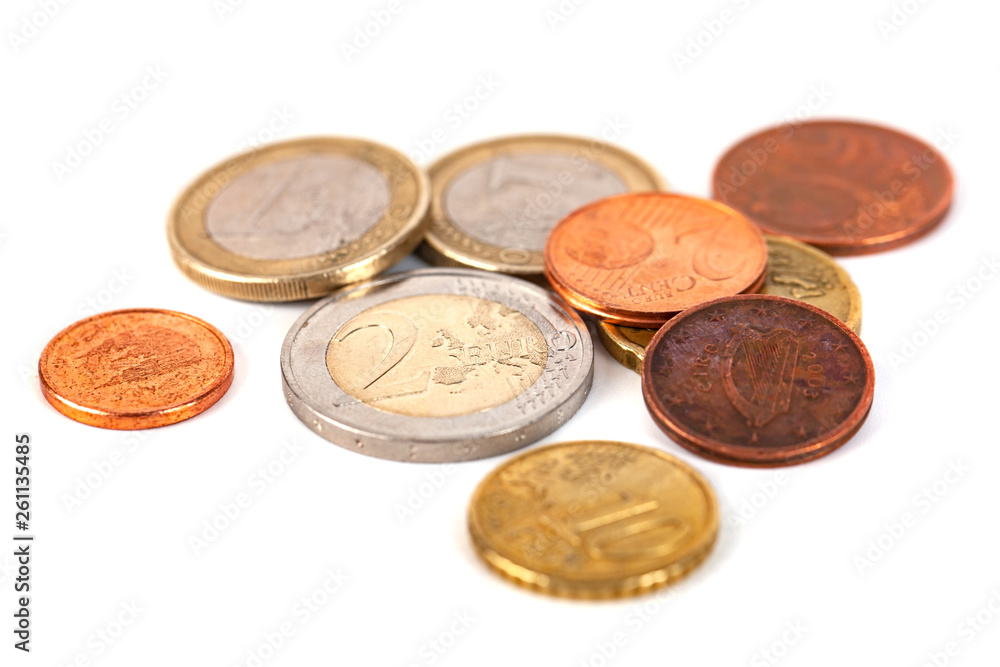 Pile of Euro coins isolated on white background Pile of Euro coins isolated on white background
