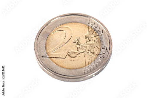 Wallpaper Mural European coin of Two euros, isolated on a white background Torontodigital.ca