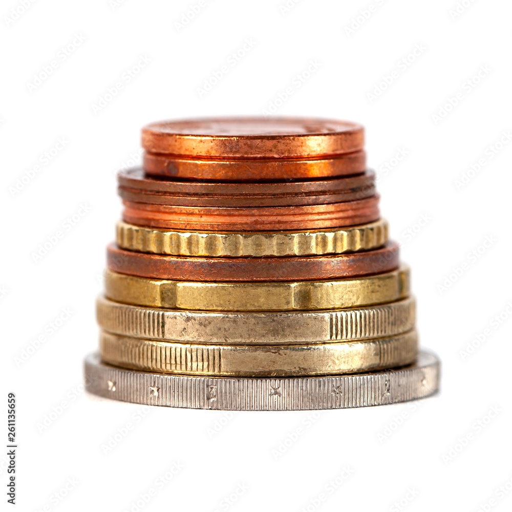 Pile of Euro coins isolated on white background Pile of Euro coins isolated on white background