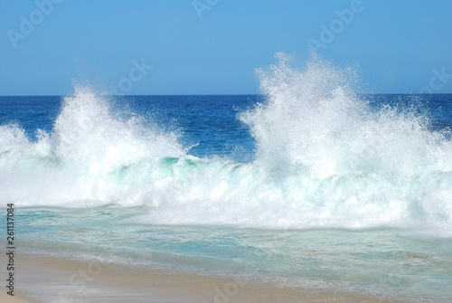 Wonderful splash waves on beach