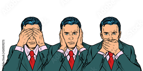 Not see say look concept man businessman isolate on white background