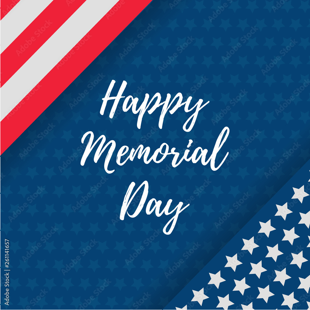 Memorial Day - greeting card with USA flag, Vector illustration. Celebration banner template with american flag decor. Holiday poster template Memorial Day - greeting card with USA flag, Vector illustration. Celebration banner template with american flag decor. Holiday poster template