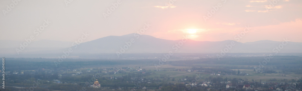 Sunset in the mountains. Ukraine, the Carpathians