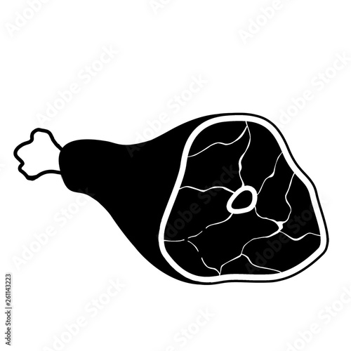 Sliced ham leg with bone