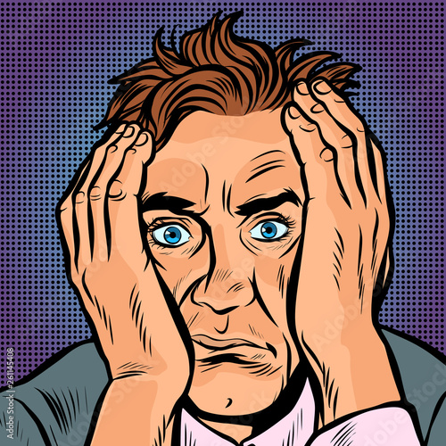 crazy man look. madness psychological problems