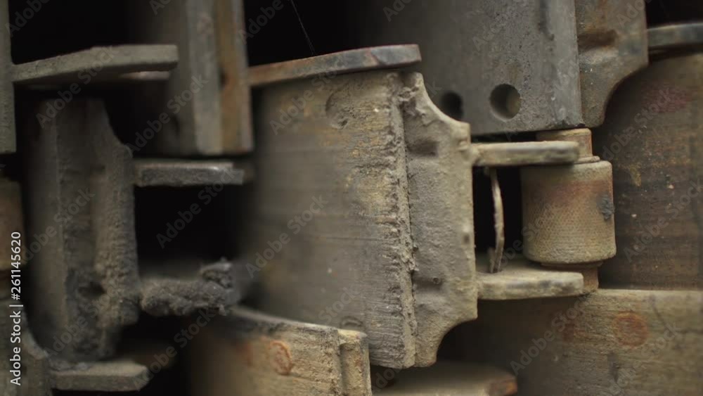 Closeup Slider Shot of Rusted Old Machine Treads Closeup Slider Shot of Rusted Old Machine Treads