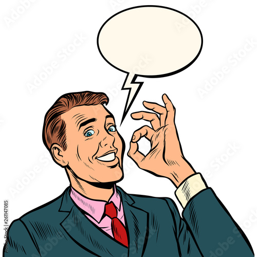 OK man businessman. hand gesture okay. success good