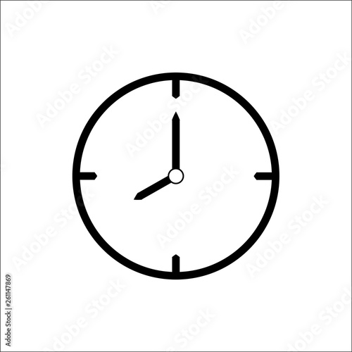 Black thin line clock icon (8 o'clock) - vector illustration