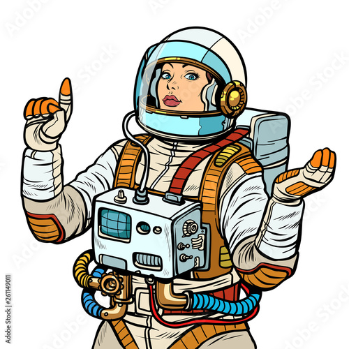 woman astronaut, space exploration isolate on white background