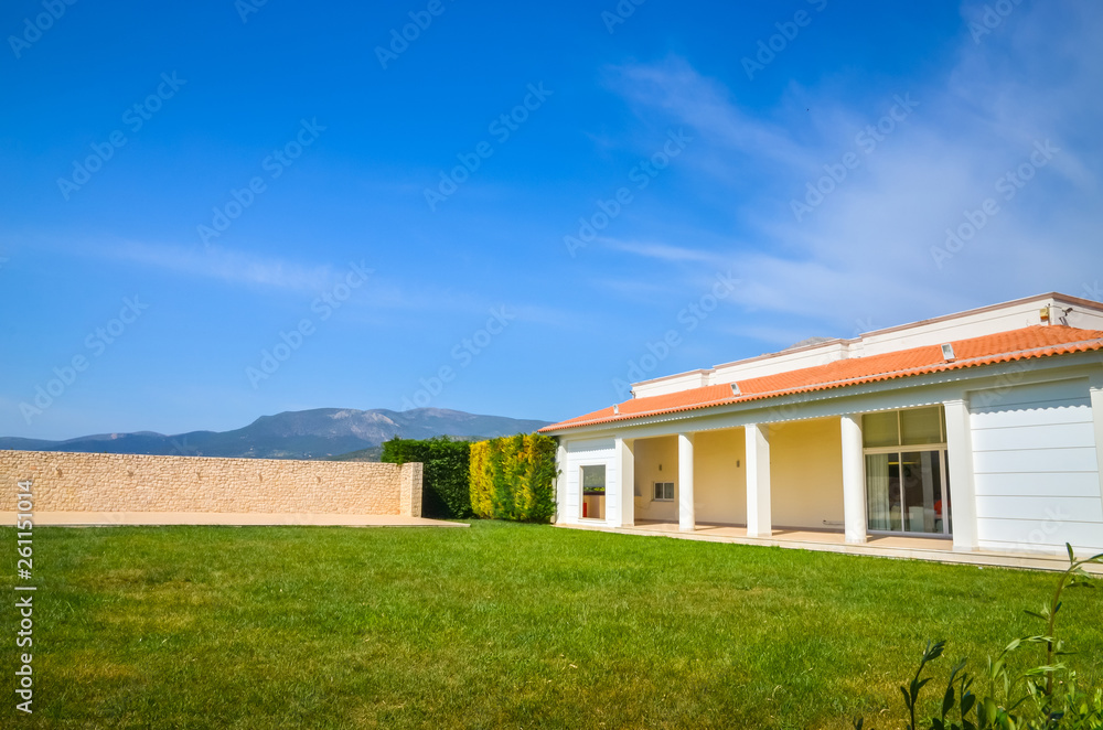 Villa near orange garden in Peloponnese peninsula, Greece.