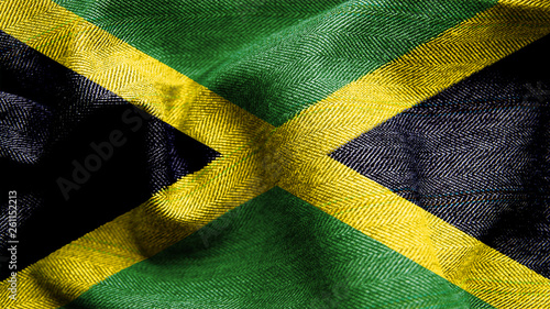 High resolution Jamaica flag flowing with texture fabric detail
