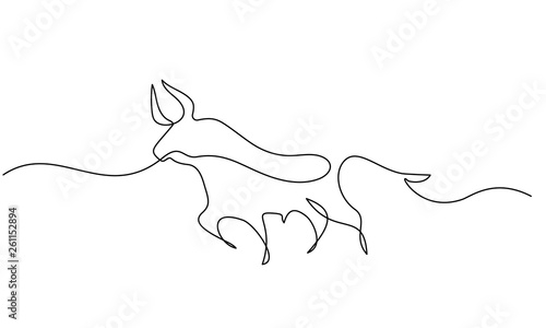Continuous one line drawing. Bull cow icon