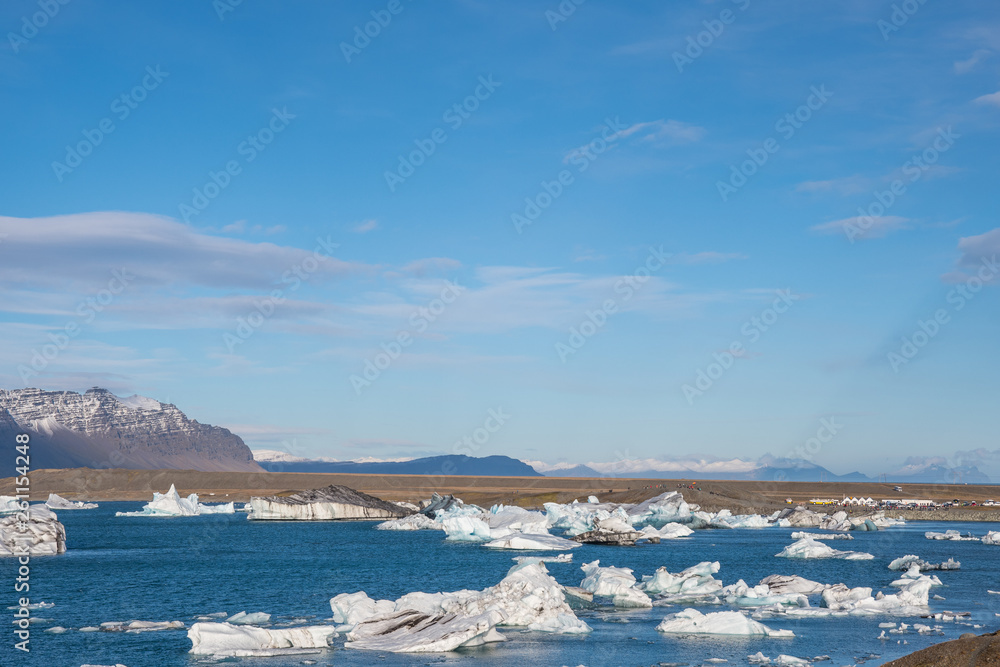 Icebergs on Jokulsarlon ice lagoon in Iceland