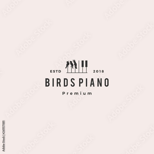 bird competition piano music course event logo vector icon illustration