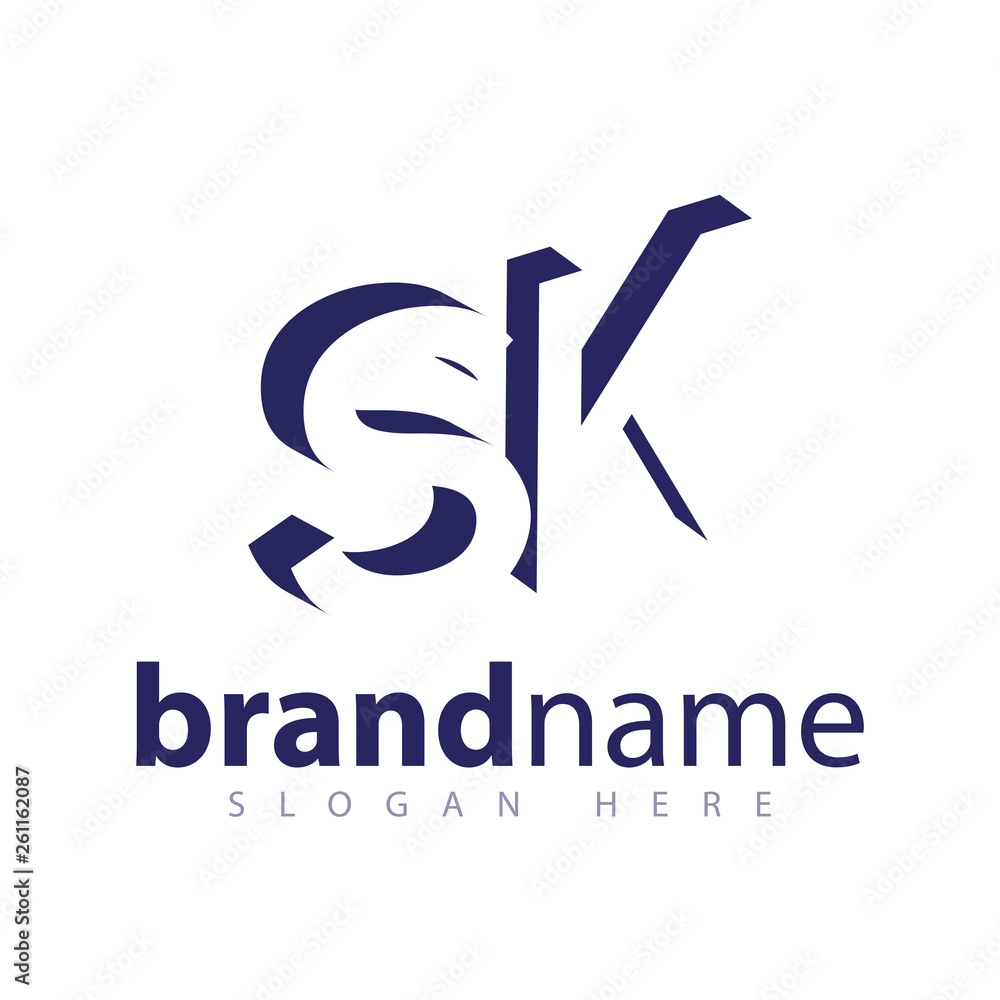 SK Initial Letter logo in negative space vector template SK Initial Letter logo in negative space vector template