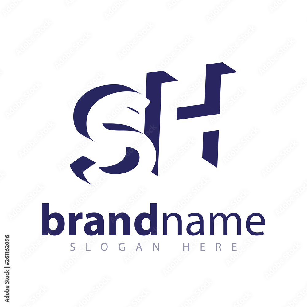 SH Initial Letter logo in negative space vector template