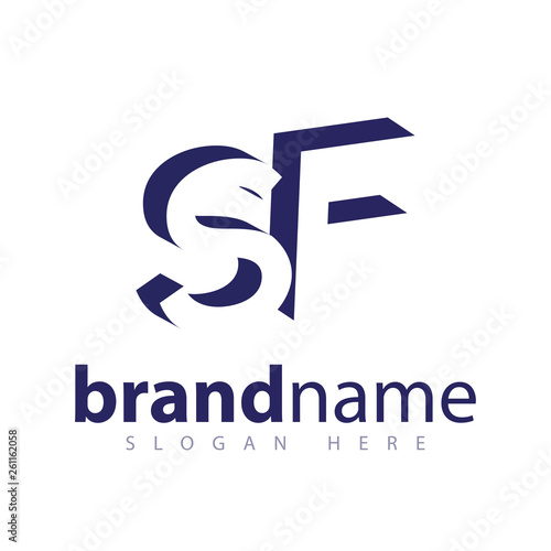 SF Initial Letter logo in negative space vector template