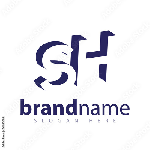 SH Initial Letter logo in negative space vector template
