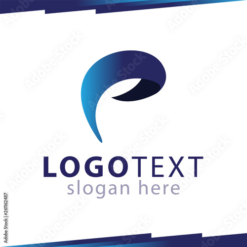 p Letter Rounded Logo Vector Template