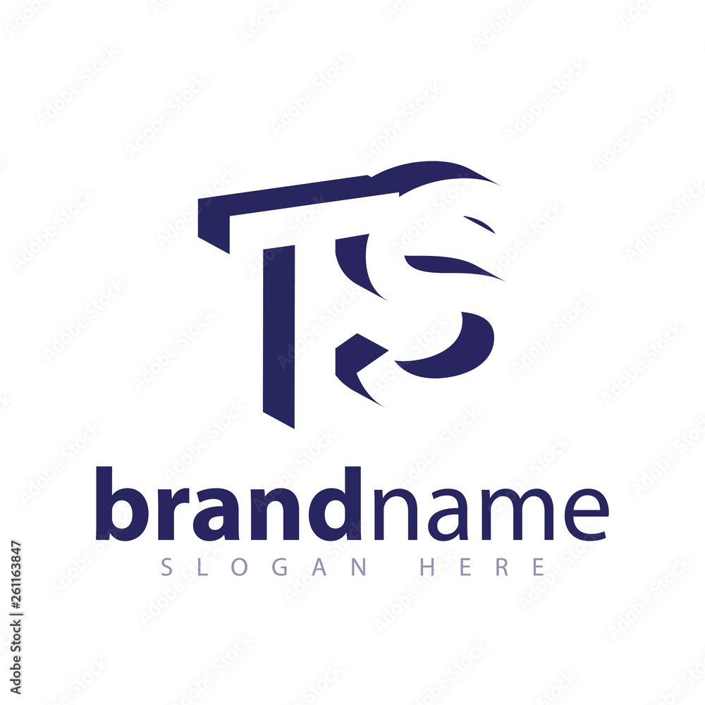 Fototapeta premium TS Initial Letter logo in negative space vector template