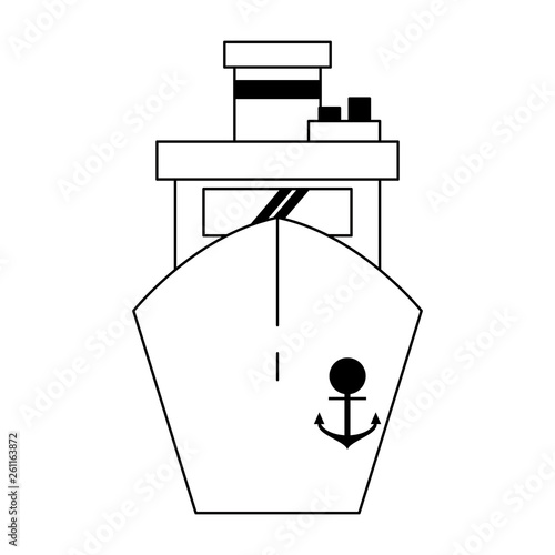 Freighter ship boat frontview symbol black and white