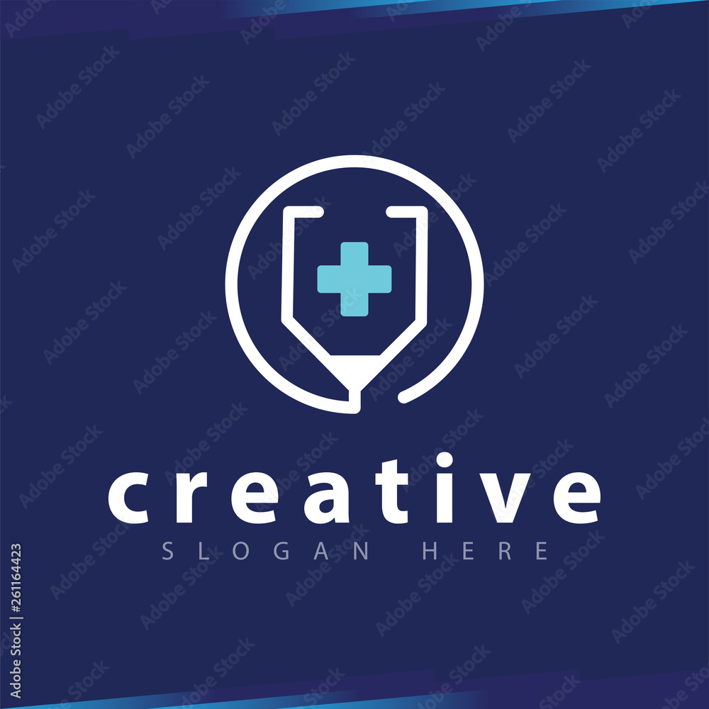 Fototapeta premium Medical line art logo vector template