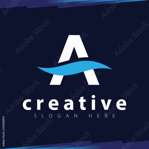 A Letter wave Logo Vector template