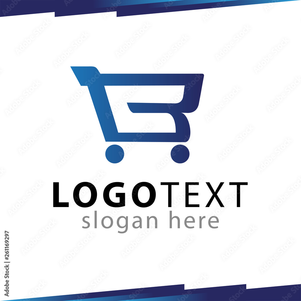 b Letter with shopping cart logo template b Letter with shopping cart logo template