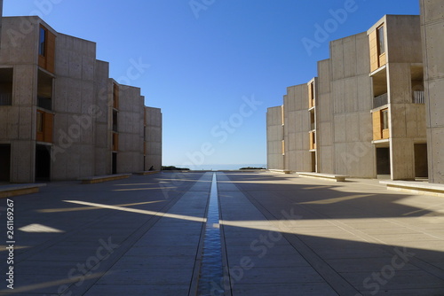 Courtyard of Salk Institute and Blue Sky