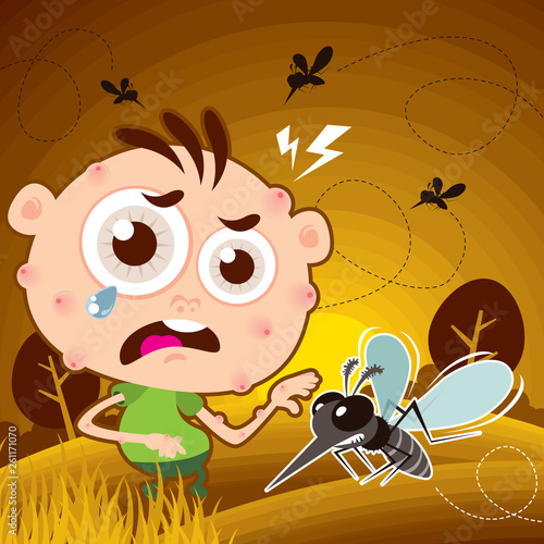 Mosquito bite at garden