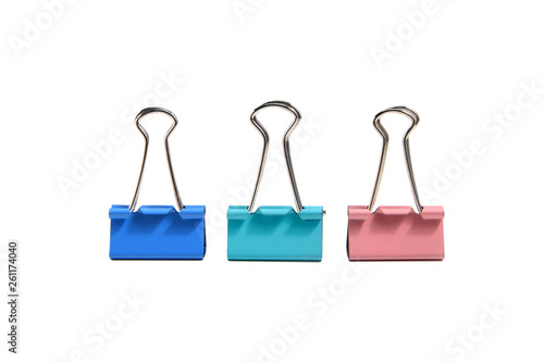 Pastel paper clip object isolated on white background