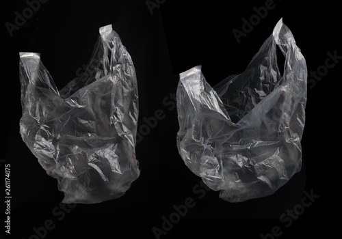 Plastic waste bags object isolated on black background