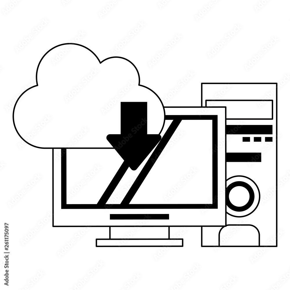 Cloud computing technology in black and white Cloud computing technology in black and white