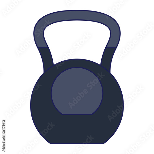 Kettlebell gym equipment isolated blue lines