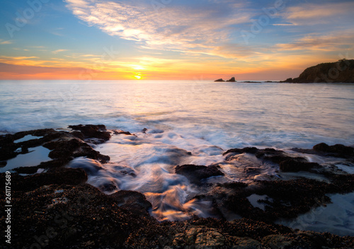 Seascape of a sunset in Laguna Beach, California.