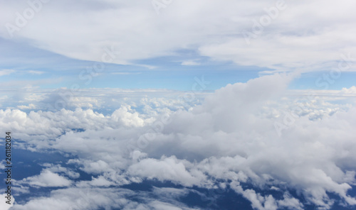 Blue sky with white clouds,High angle view.