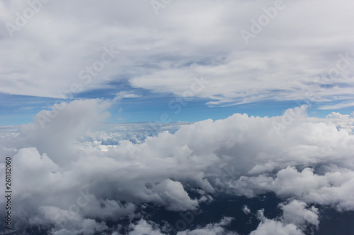 Blue sky with white clouds,High angle view.