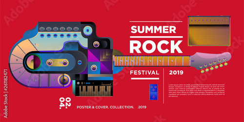 vector illustration summer rock music and guitar festival for banner and poster