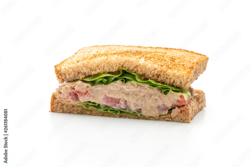 Homemade Tuna Sandwich on white background Homemade Tuna Sandwich on white background