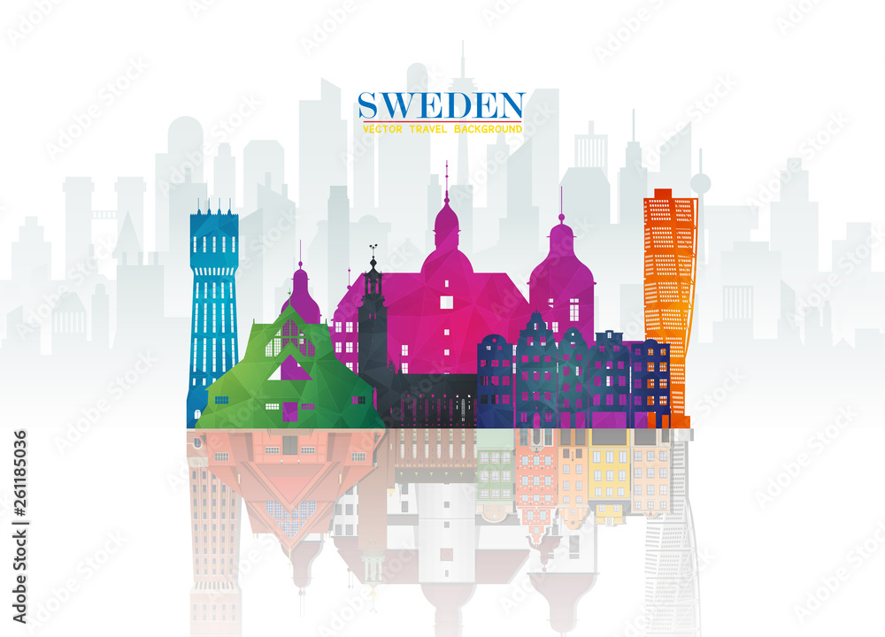 Sweden Landmark Global Travel And Journey paper background. Vector Design Template.used for your advertisement, book, banner, template, travel business or presentation.