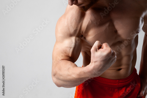 Man shows his biceps