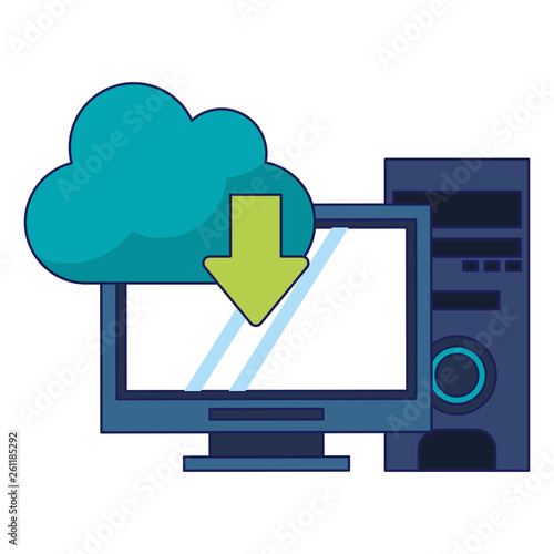 Cloud computing technology blue lines