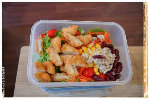 Mixed vegetable cereal salad is a food for happiness.