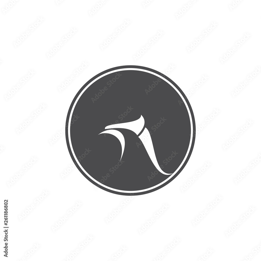 Circle with Rooster head silhouette logo design Circle with Rooster head silhouette logo design