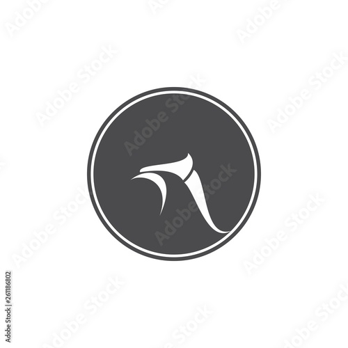 Circle with Rooster head silhouette logo design