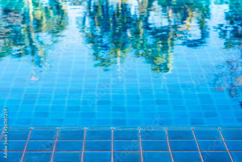 Abstract of trees reflection on blue swimming pool © oppdowngalon