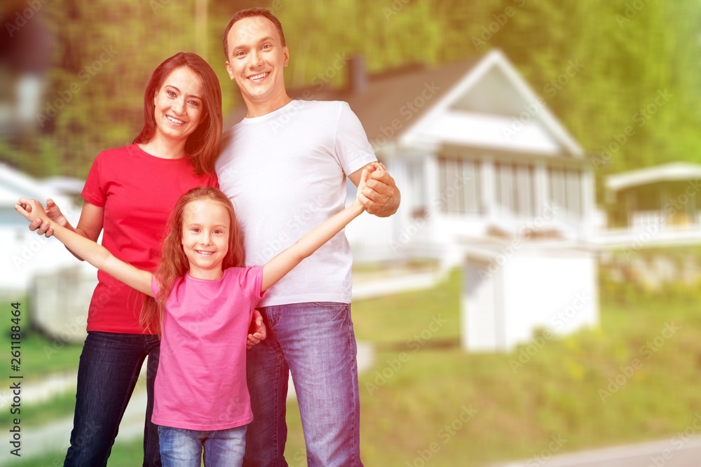 Fototapeta premium Portrait of Happy Family with Daughter