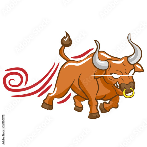 bull on white background